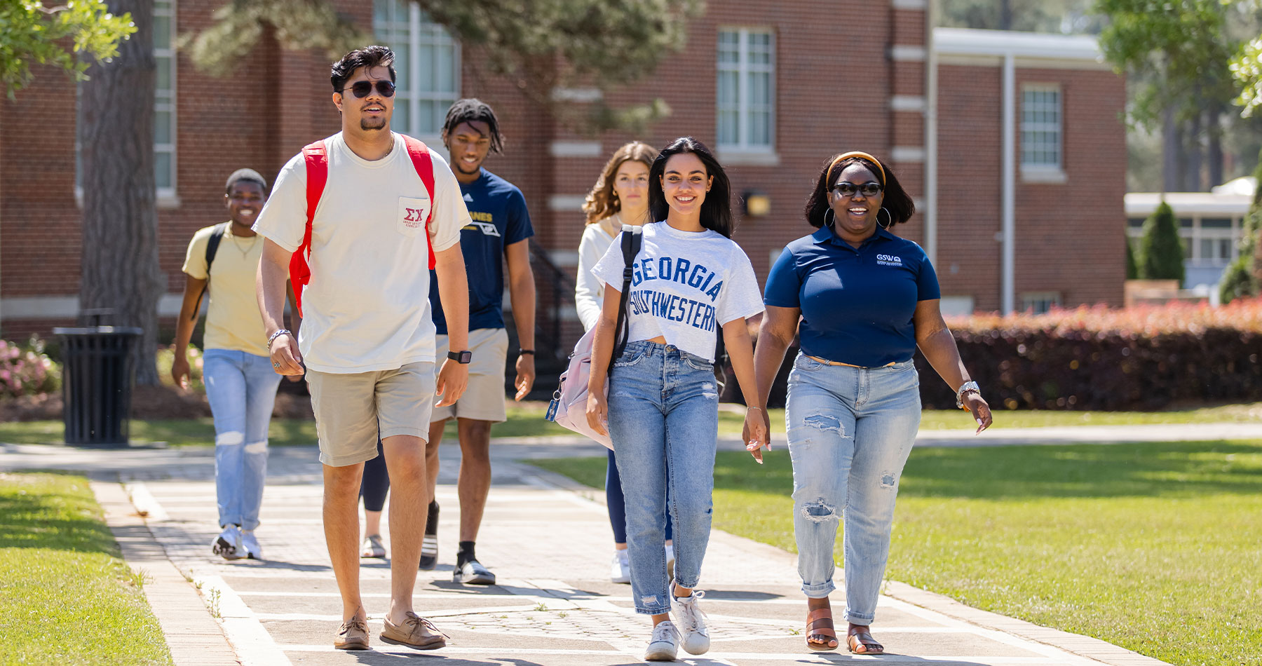 Students walking on campus