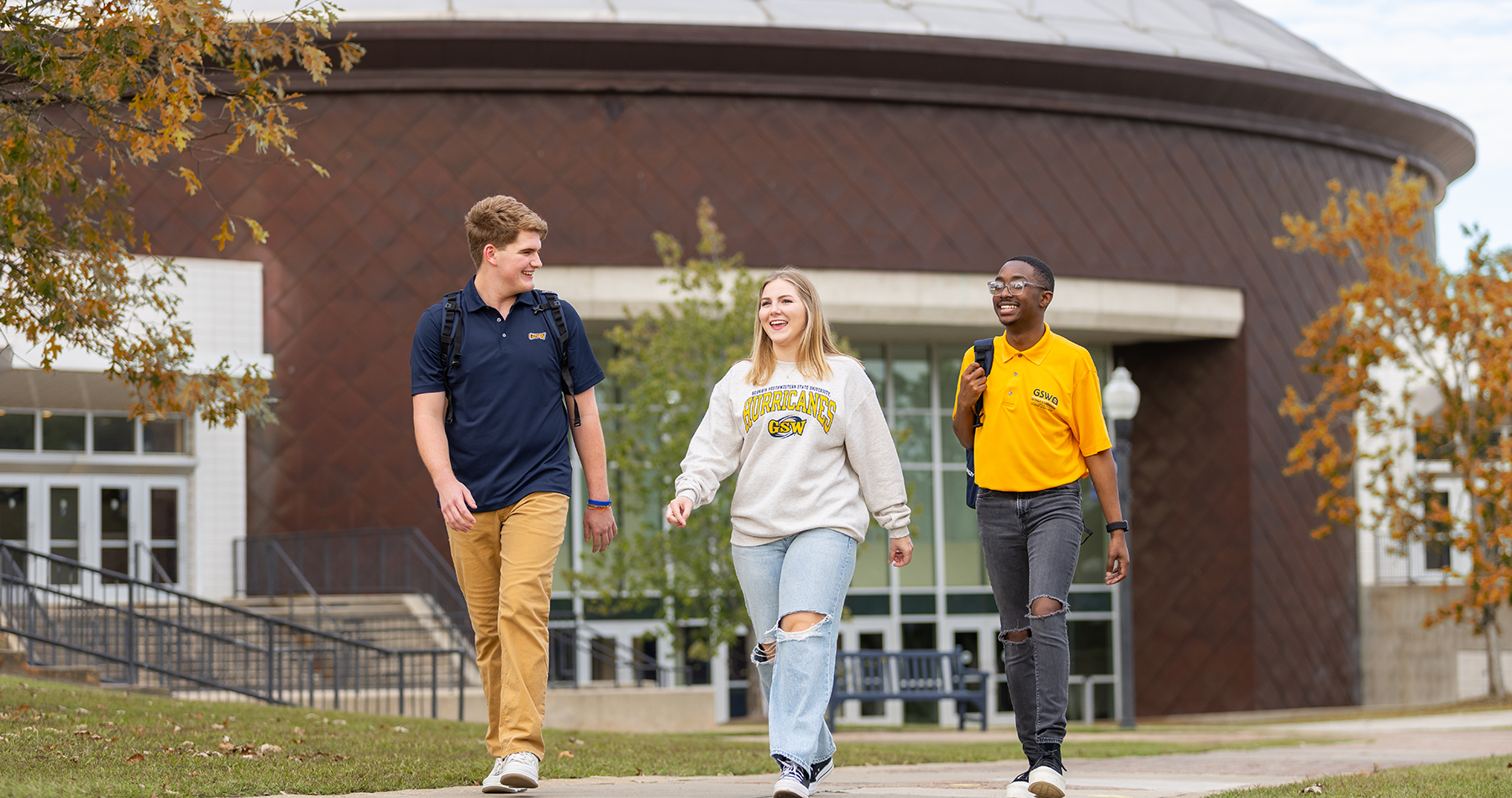 Students walking on campus