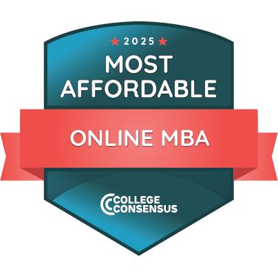 most affordable online mba badge