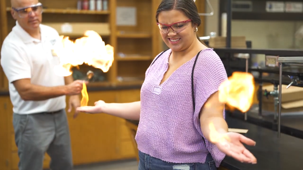 student conducting experiment