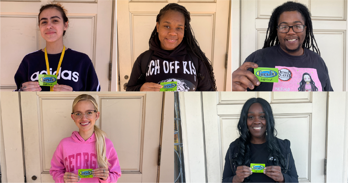 students with their gas cards