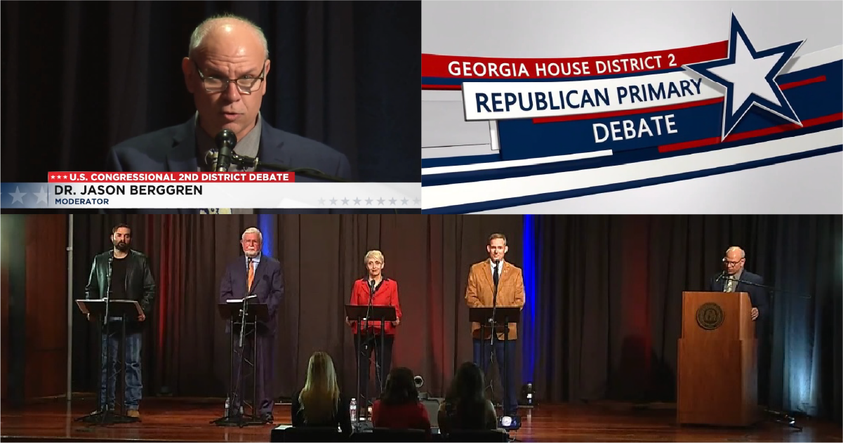 collage of debate photos